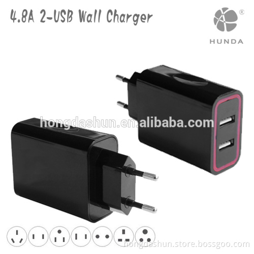 High Speed Mobile phones 2-Port USB Home Travel Charger Plug Power Adapter dual usb wall charger
